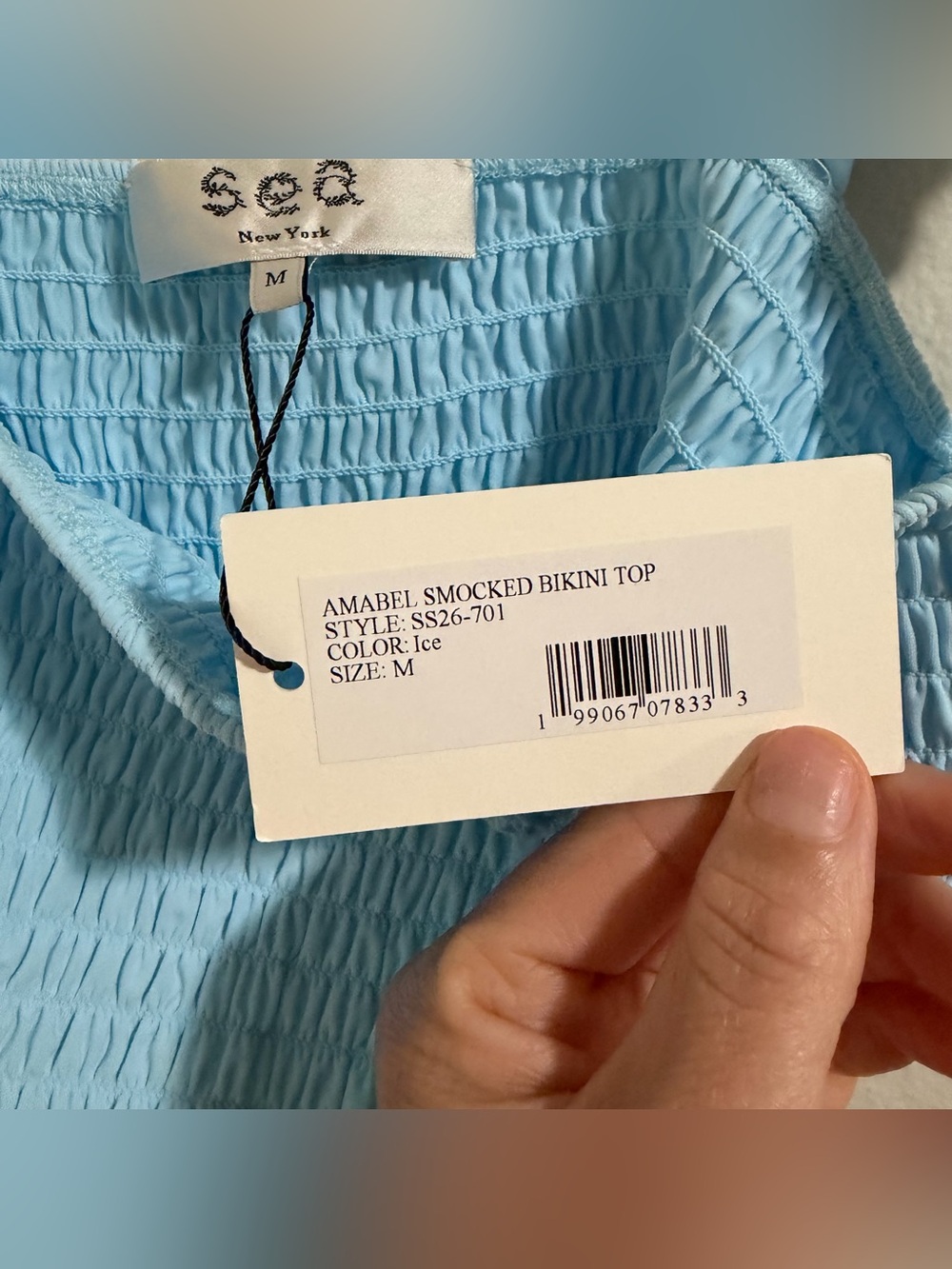 SEA New York Amabel Smocked Bikini Set NWT M Ice Blue Ruffle High Waist Luxury - Picture 14 of 14
